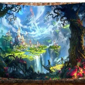 Fantasy World Forest Tapestry Castle Tapestry